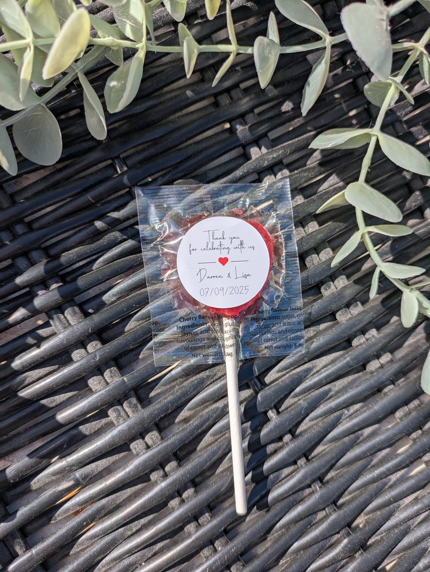 Personalised Love Heart Lollipops | Wedding Favours | Party Favours | STOCK SALE