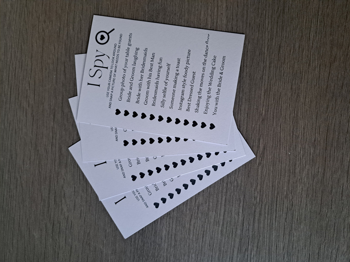 I Spy wedding game cards