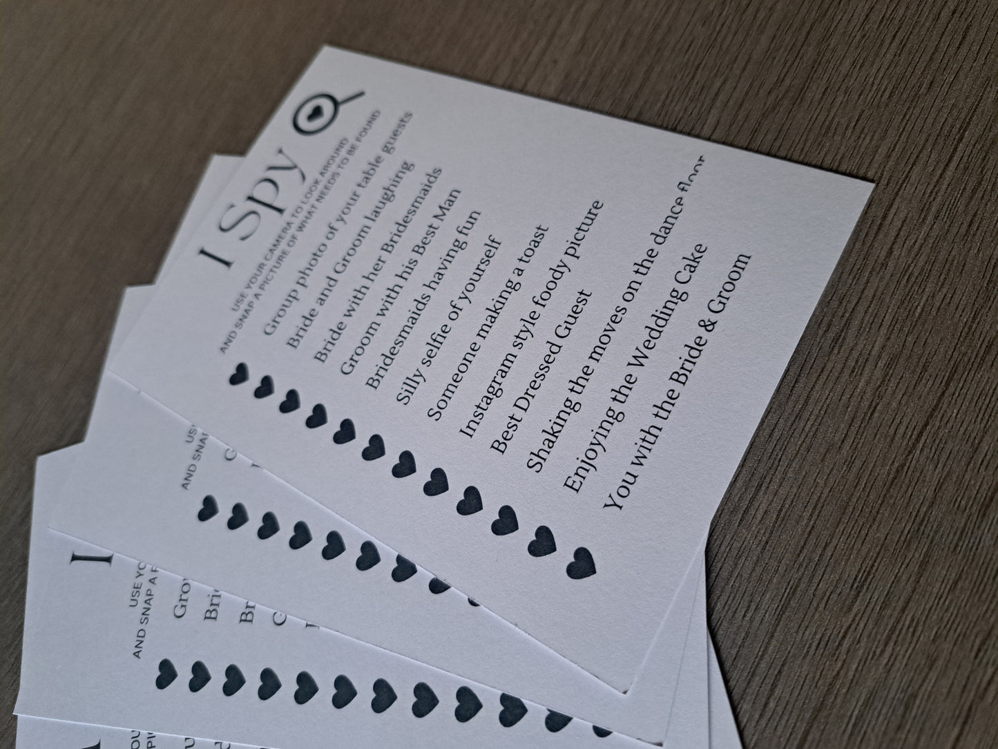 I Spy wedding game cards