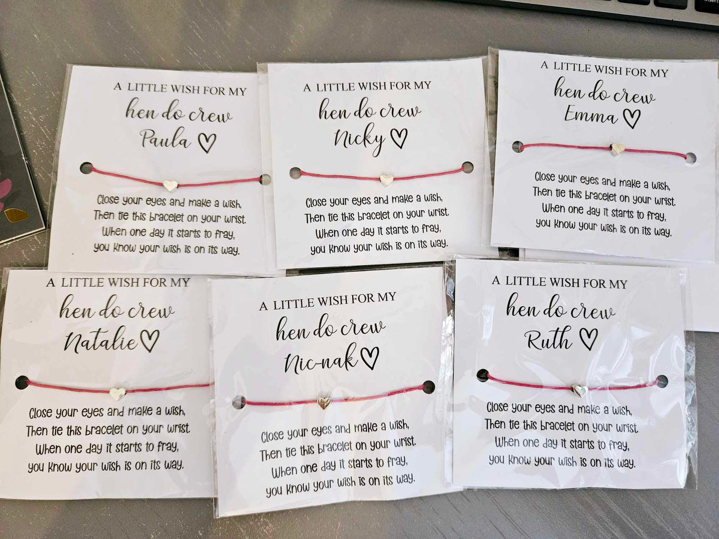 Wedding / Bridal Party / Hen Party Wish Bracelets | Bridesmaid | Flower Girl | Maid of Honour etc