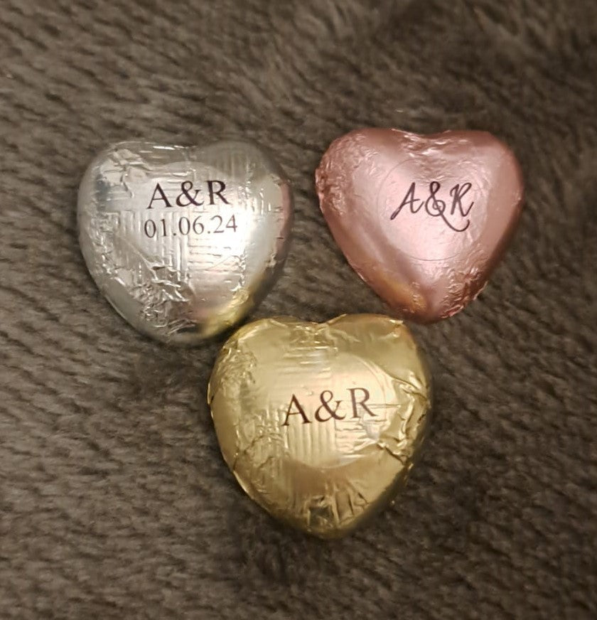 Personalised Love Heart Foiled Chocolates STOCK SALE
