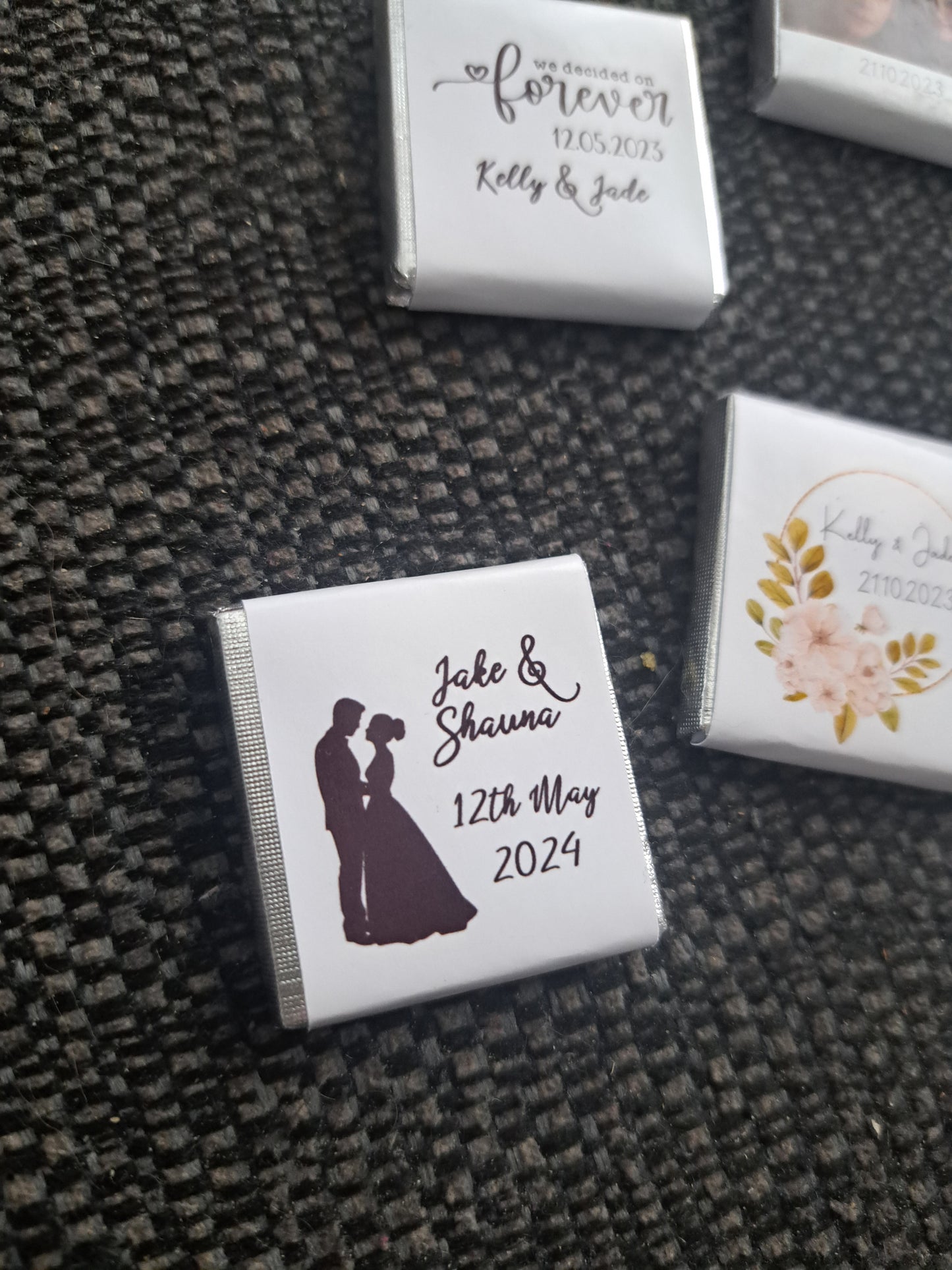 Wedding Theme Chocolate Squares - Personalised - Couple Silhouette