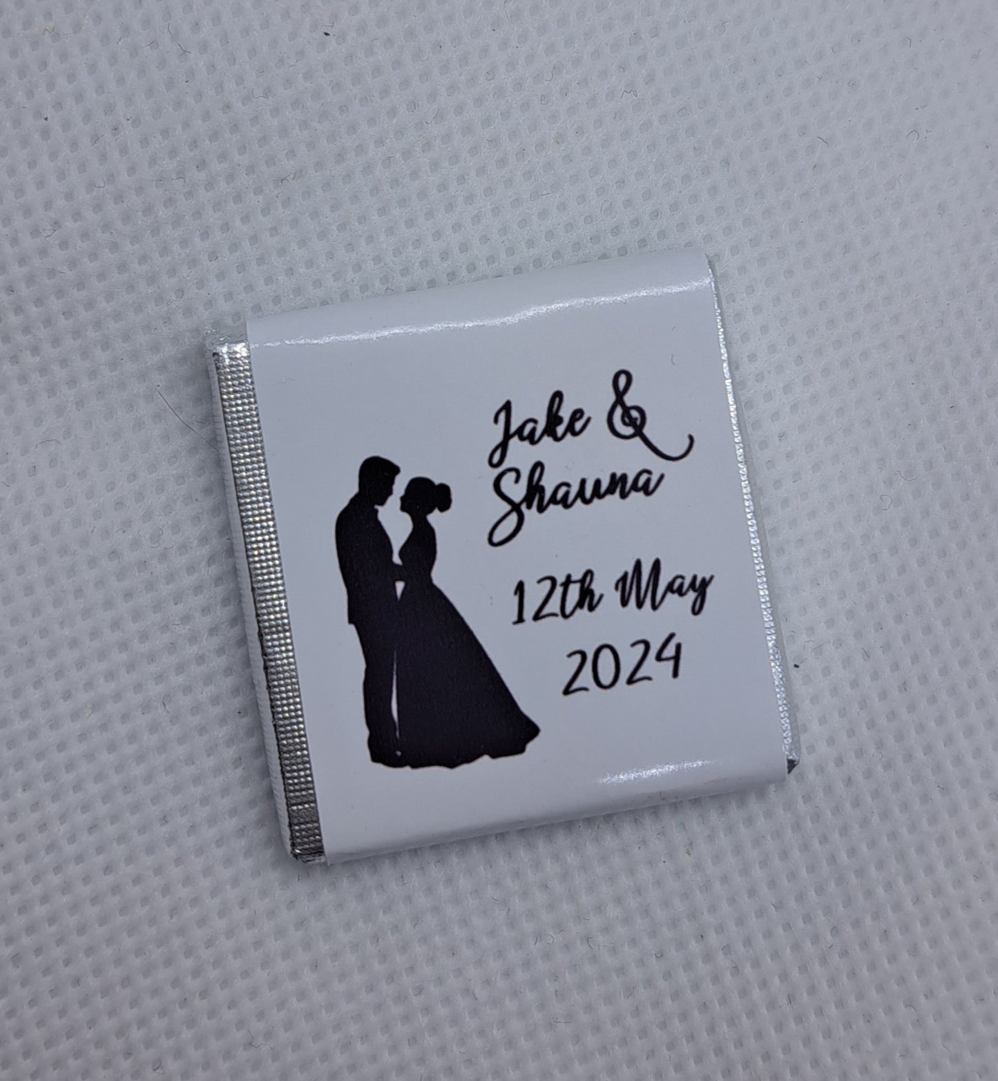 Wedding Theme Chocolate Squares - Personalised - Couple Silhouette